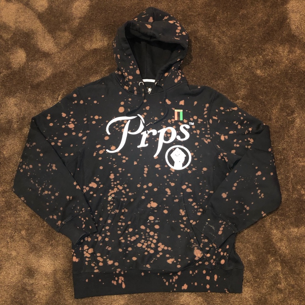 PRPS Black with Brown Bleach-Splatter Hoodie